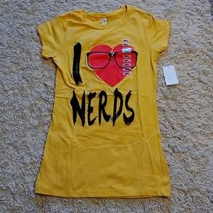 NWT Yellow novelty nerds t-shirt
